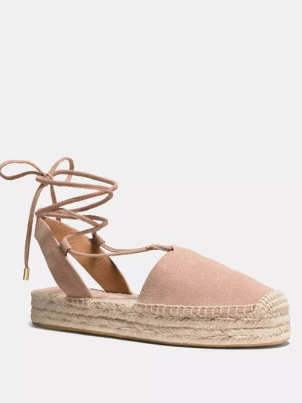 Coach Rita Espadrille Flats | Beachwood Suede Upper with Jute Platform
